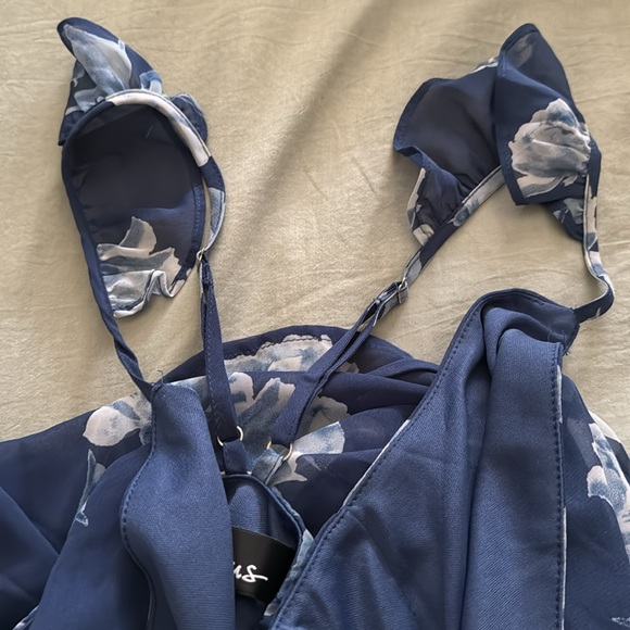 Lulus One Desire Navy Blue Floral Print Wrap Tank Maxi Dress - Picture 4 of 10